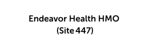 The image displays the text Endeavor Health HMO (Site 447) centered on a white background in bold black font.
